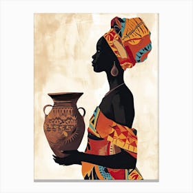 African Woman Holding Vase, Minimalism Print Canvas Print