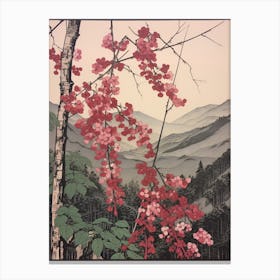 Yama Zakura Mountain Cherry 1 Vintage Botanical Woodblock Canvas Print