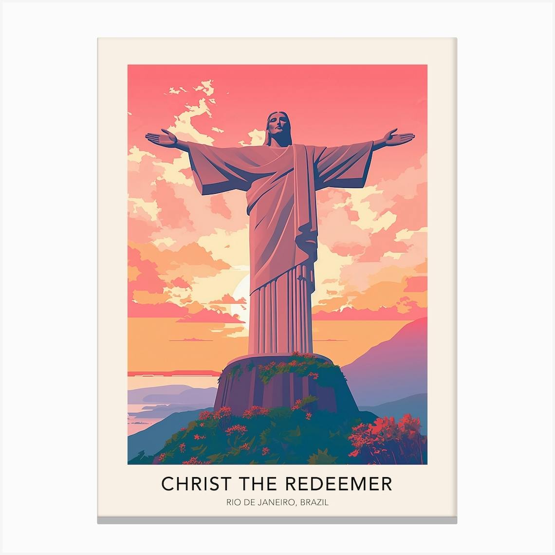 Christ The Redeemer Rio De Janeiro Brazil Travel Poster Canvas Print by The Art  of Adventure Fy