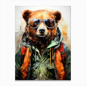 Bear In Sunglasses animal art Canvas Print