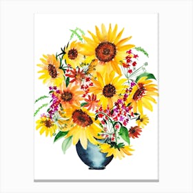 Sunflowers Watercolor Canvas Print