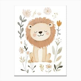 Lion With Flowers Canvas Print