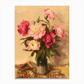 Peonies In A Vase 4 Canvas Print