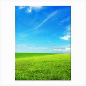 Green Field With Blue Sky Canvas Print