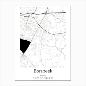 Borsbeek,Belgium Minimalist Map Canvas Print