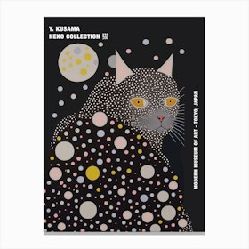 Yayoi Kusama Inspired Cat Pink Grey Poster Canvas Print