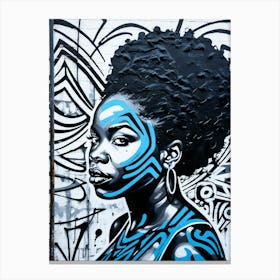 Graffiti Mural Of Beautiful Black Woman 52 Canvas Print