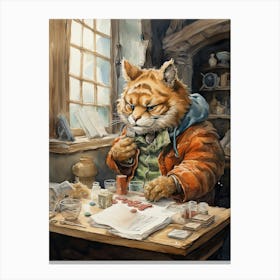 Tiger Illustration Board Gaming Watercolour 4 Canvas Print