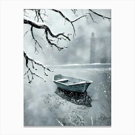 Boat In The Snow 2 Canvas Print