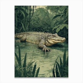 Alligator In The Jungle Canvas Print