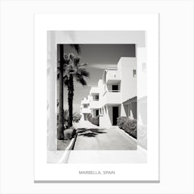 Poster Of Marbella, Spain, Black And White Old Photo 4 Canvas Print