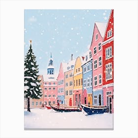 Copenhagen Denmark Travel Christmas Painting Canvas Print