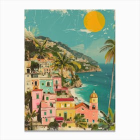 Amalfi Italy   Retro Collage Style 1 Canvas Print