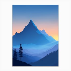 Misty Mountains Vertical Composition In Blue Tone 131 Canvas Print