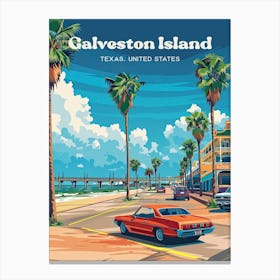 Galveston Island Texas Travel Illustration Canvas Print