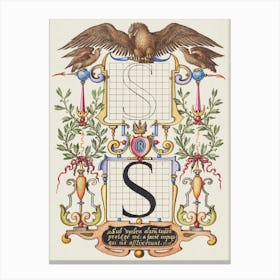Guide For Constructing The Letter S From Mira Calligraphiae Monumenta, Joris Hoefnagel Canvas Print