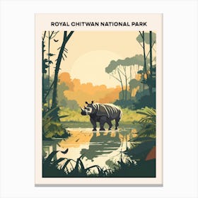 Royal Chitwan National Park Midcentury Travel Poster Canvas Print