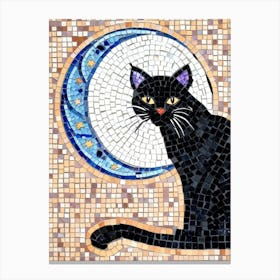 Black Cat On The Moon Canvas Print