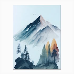 Mountain And Forest In Minimalist Watercolor Vertical Composition 95 Canvas Print