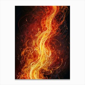 Fire Flames On Black Background Canvas Print