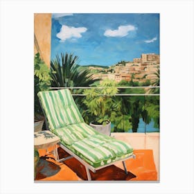 Sun Lounger By The Pool In Marseille France Canvas Print