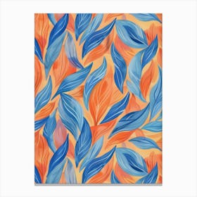 Blue And Orange Leaves 4 Canvas Print