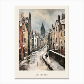 Vintage Winter Painting Poster Edinburgh Scotland 3 Canvas Print