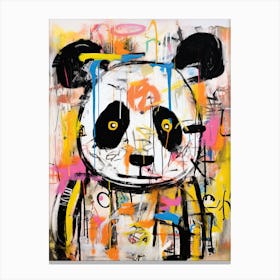 Neo-Expressionist Bamboo: Pandas with Basquiat style Canvas Print