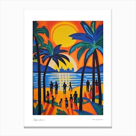 Copacabana Rio De Janeiro Matisse Style 5 Watercolour Travel Poster Canvas Print