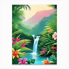 Waterfall In The Jungle 6 Canvas Print