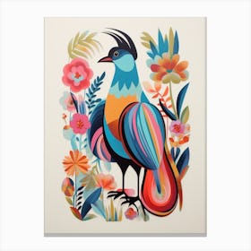 Colourful Scandi Bird Chicken 3 Canvas Print