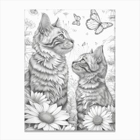 Two Kittens In The Garden Canvas Print