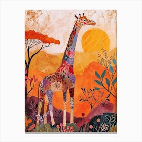 Colourful Giraffe With Patterns 8 Canvas Print