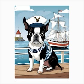 Boston Terrier Sailor-Reimagined 8 Canvas Print