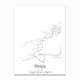 Weipa,Australia Minimalist Map Canvas Print