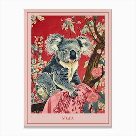 Floral Animal Painting Koala 4 Poster Canvas Print