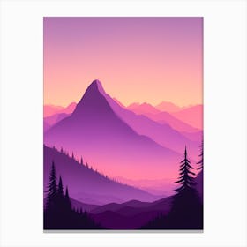 Misty Mountains Vertical Composition In Purple Tone 22 Canvas Print