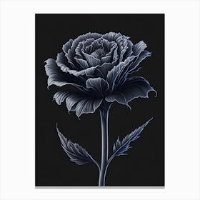 A Carnation In Black White Line Art Vertical Composition 23 Canvas Print