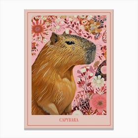 Floral Animal Painting Capybara 2 Poster Canvas Print