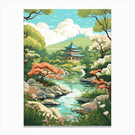 The Garden Of Morning Calm South Korea Illustration Gardens 2  Canvas Print