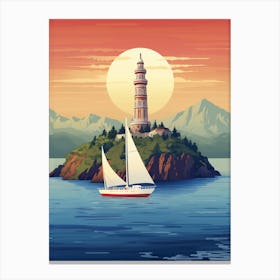 Bosphorus Cruise Prince Islands Modern Pixel Art 4 Canvas Print