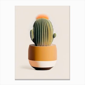 Barrel Cactus Retro Minimal Canvas Print