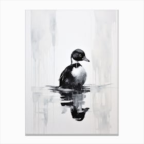 Minimalist Black & White Painting Of A Duckling Canvas Print
