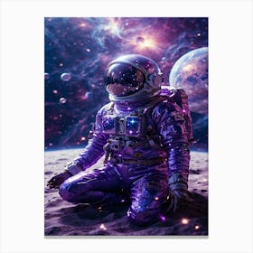 Purple Astronaut In Space Canvas Print