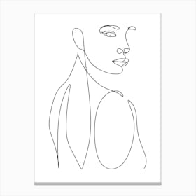 Continuous Line Drawing Of A Woman Canvas Print