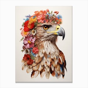Bird With A Flower Crown Red Tailed Hawk 3 Canvas Print