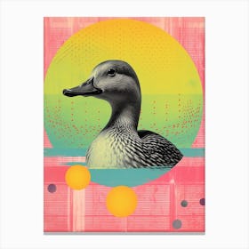 Colourful Geometric Abstract Duckling At Sunset 1 Canvas Print
