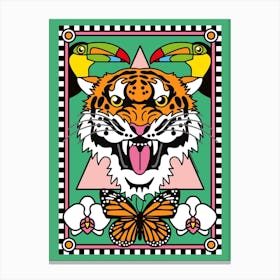 Tropical Tiger Year Of The Water Tiger Power Green Canvas Print
