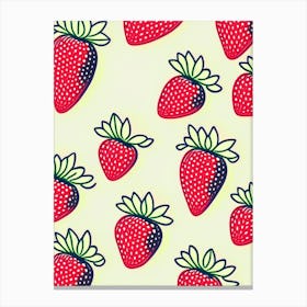 Strawberry Repeat Pattern, Fruit, Minimal Line Drawing Canvas Print