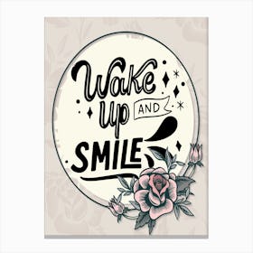 Words Of Motivation – Wake Up And Smile Canvas Print